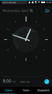 Firefox OS clock app screenshot