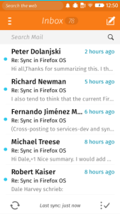 Firefox OS email app screenshot